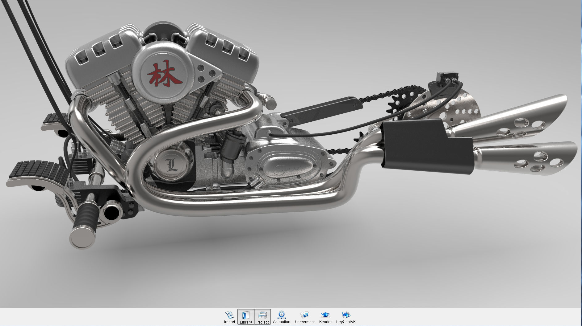 Chopper motorcycle 3D model_28