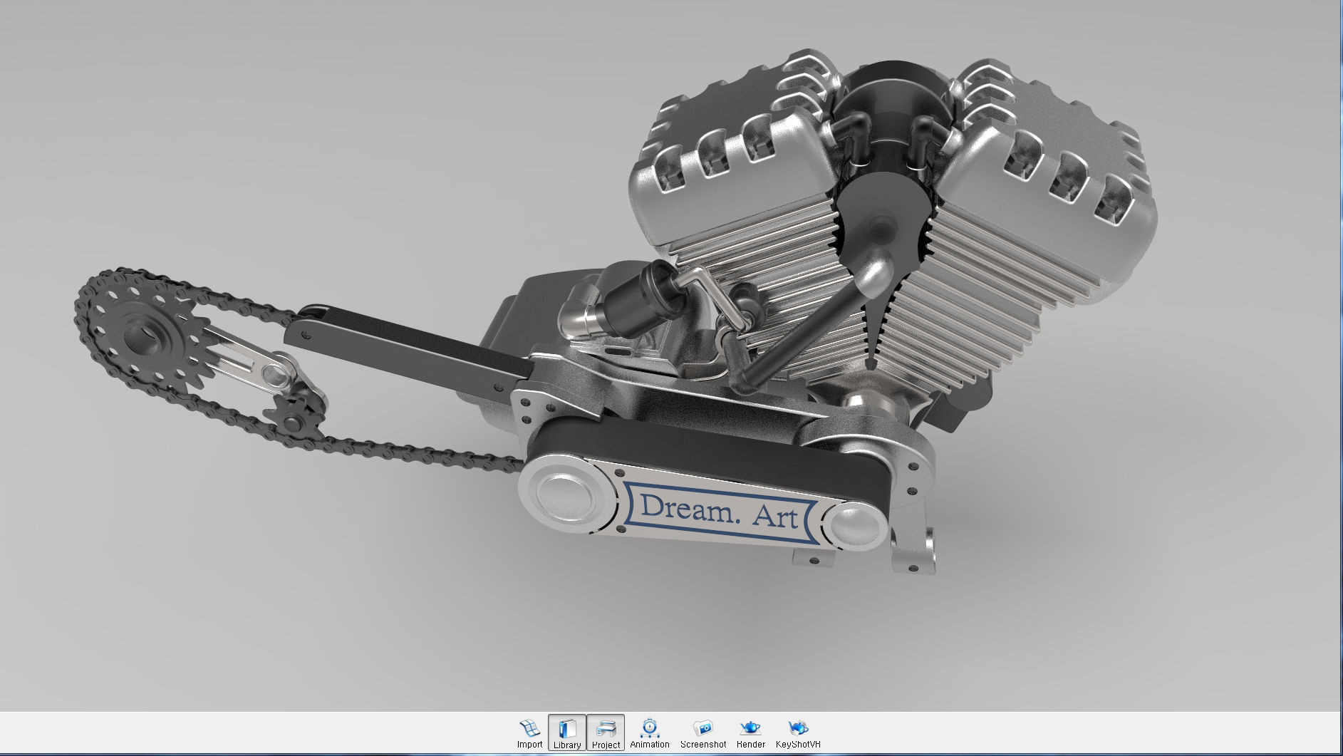 Chopper motorcycle 3D model_30