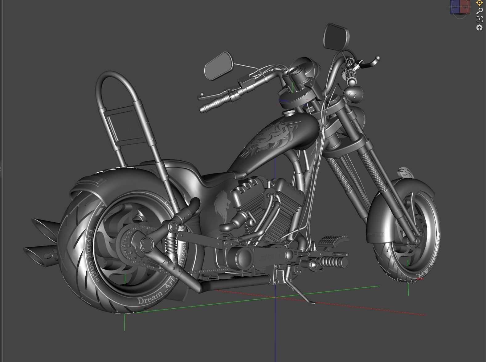 Chopper motorcycle 3D model_17