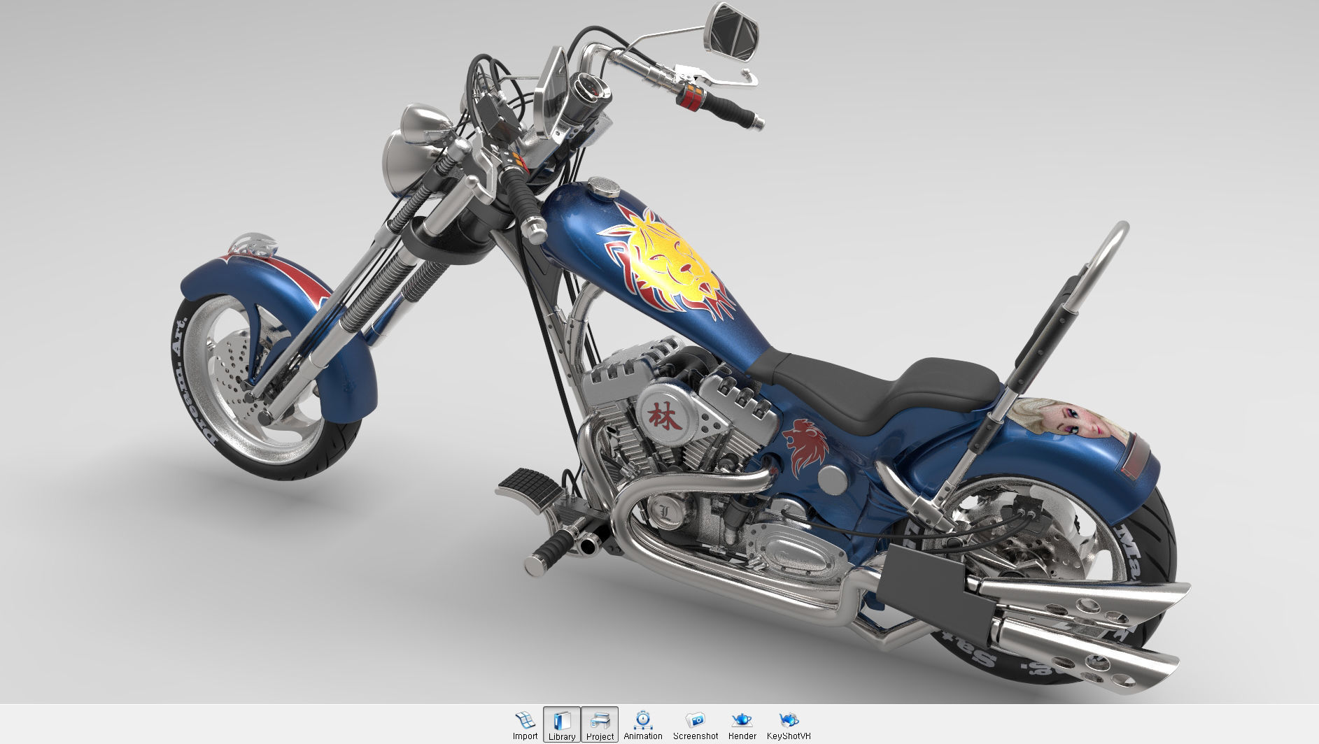 Chopper motorcycle 3D model_15