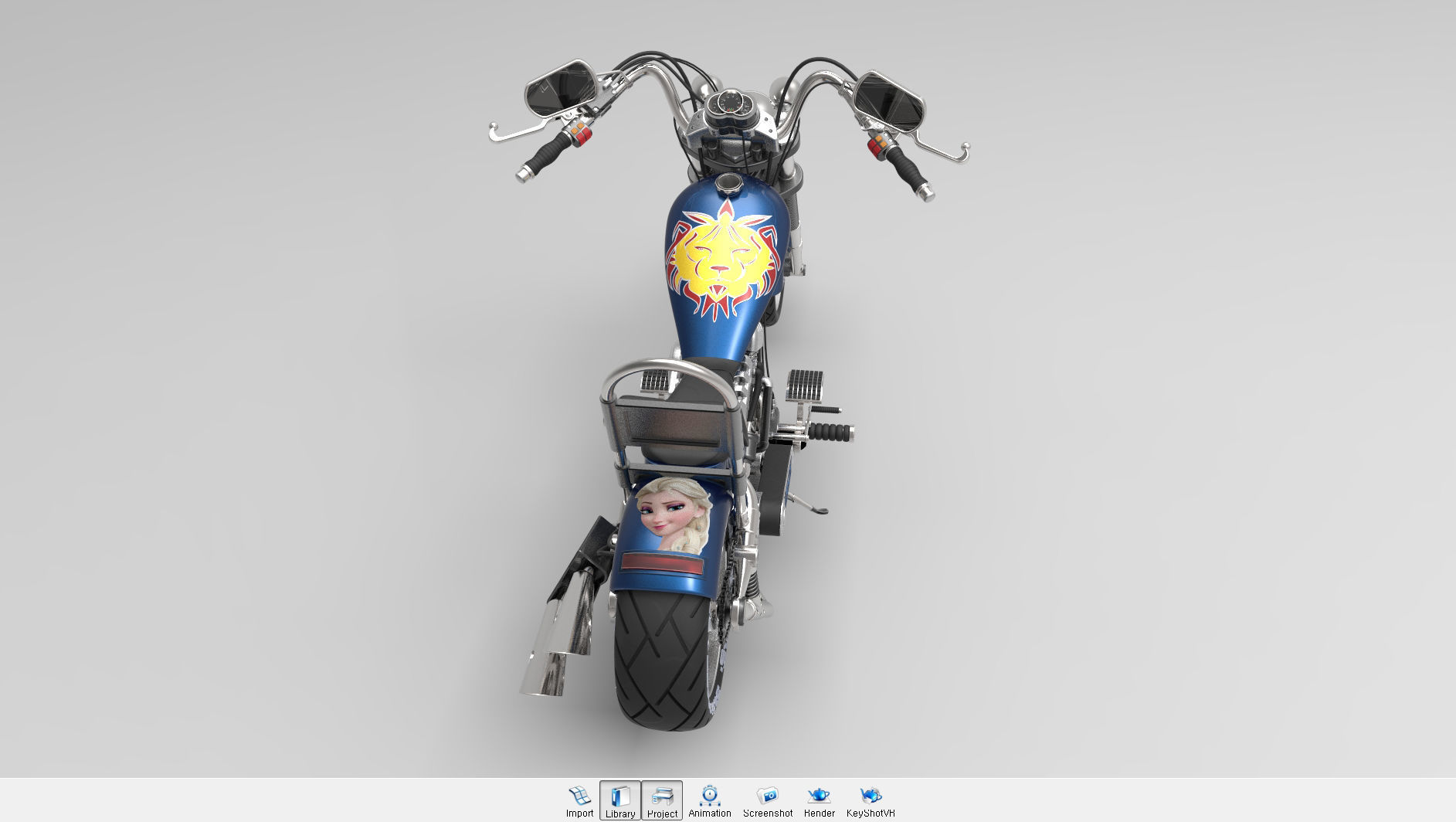 Chopper motorcycle 3D model_9
