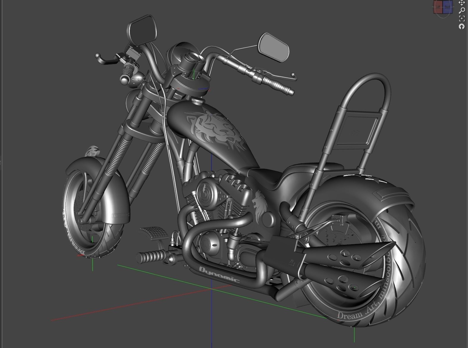 Chopper motorcycle 3D model_20