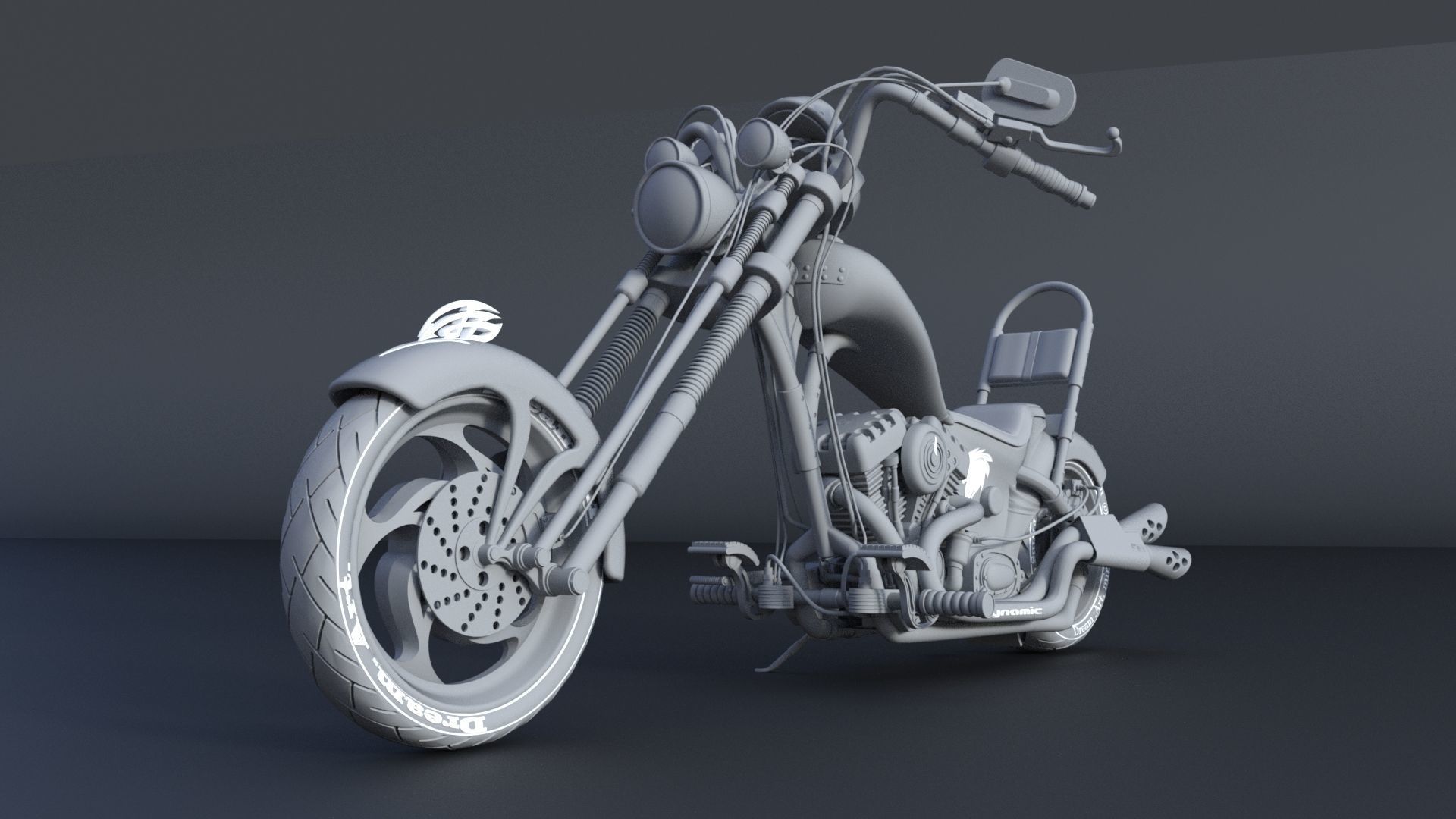 Chopper motorcycle 3D model_26
