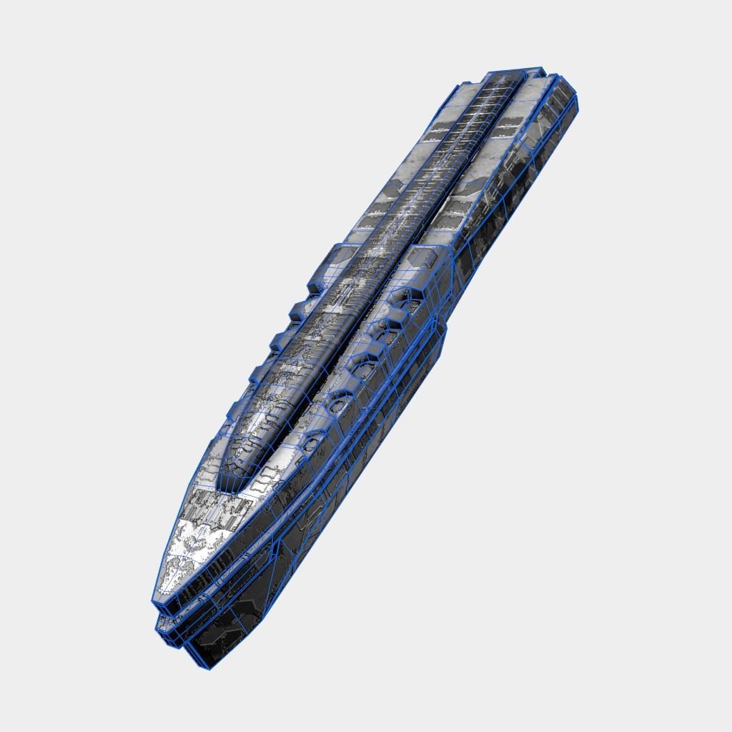 Large Starship Low-poly 3D model_16