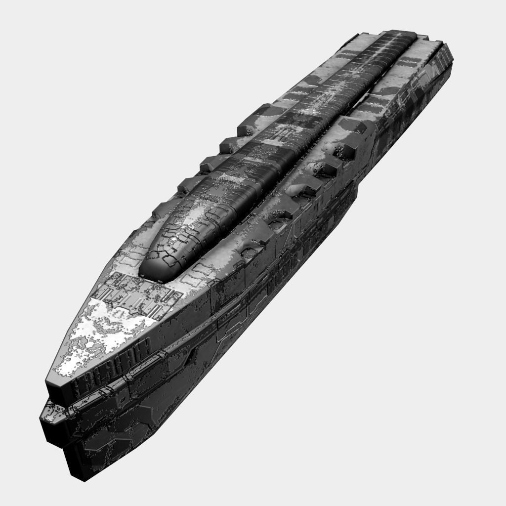 Large Starship Low-poly 3D model_1