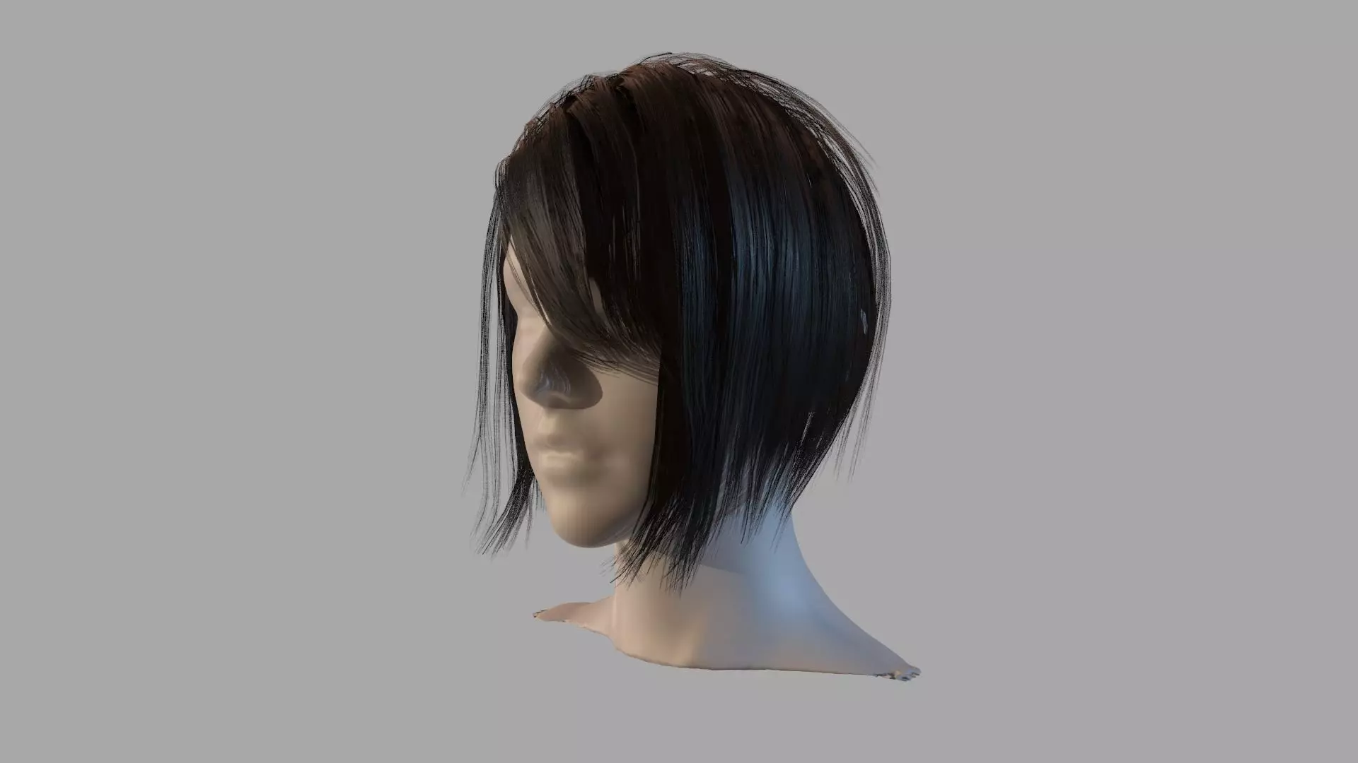 Black hair Low-poly 3D model
