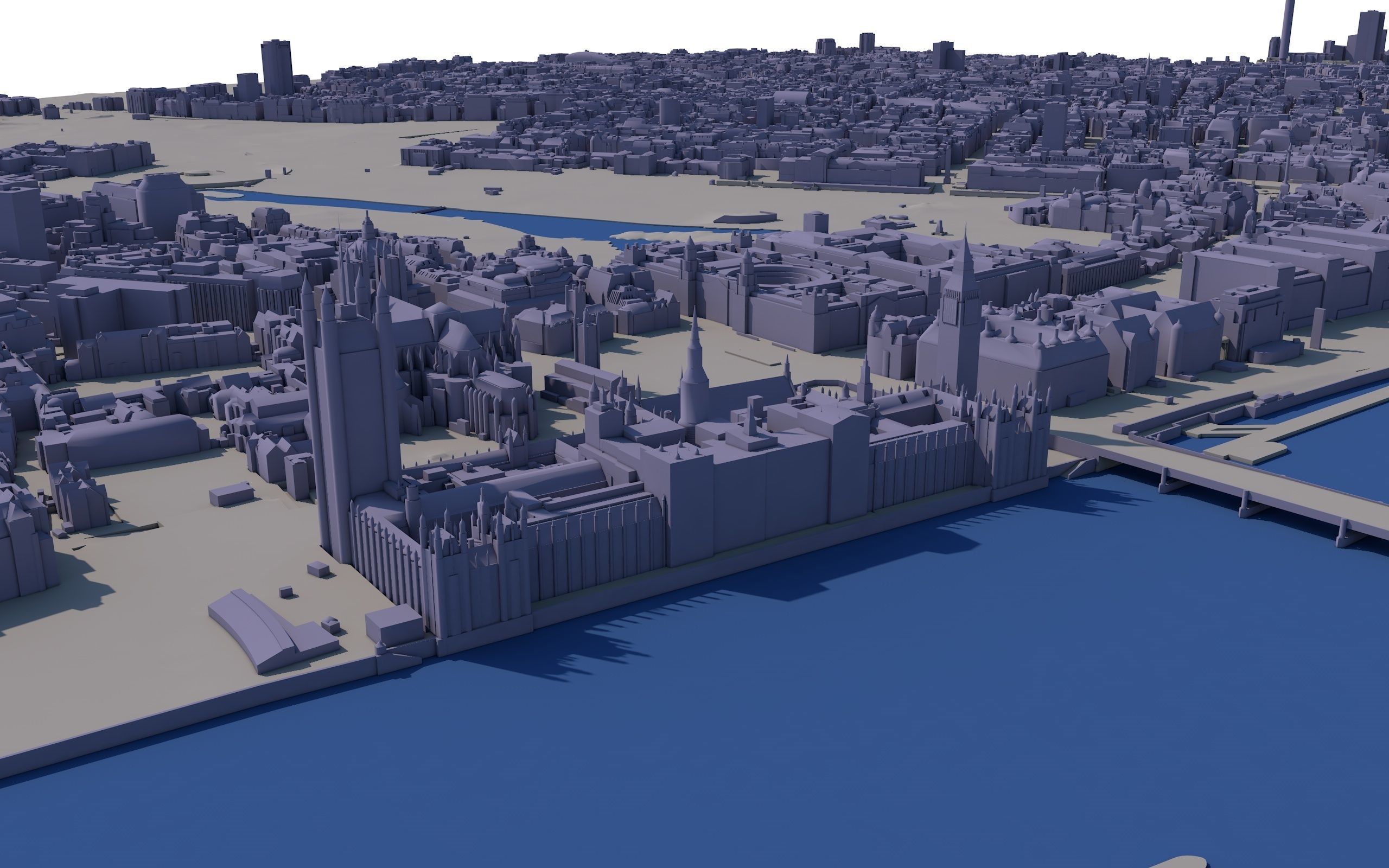 Large London city model 25 square kilometres 3D model_16