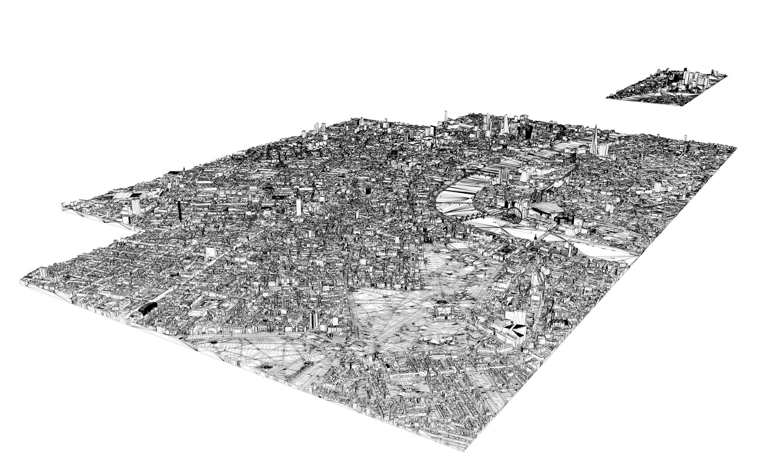 Large London city model 25 square kilometres 3D model_1