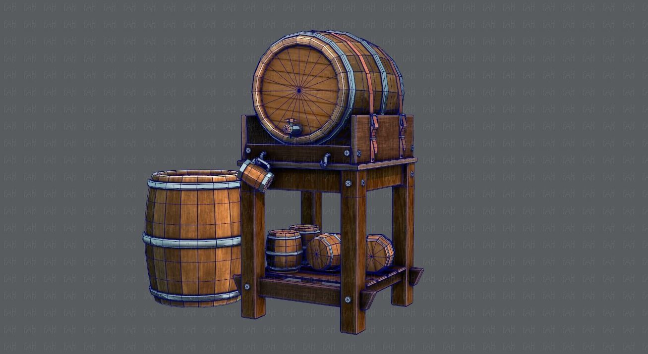Barrel Lowpolygon V01 Low-poly 3D model_29