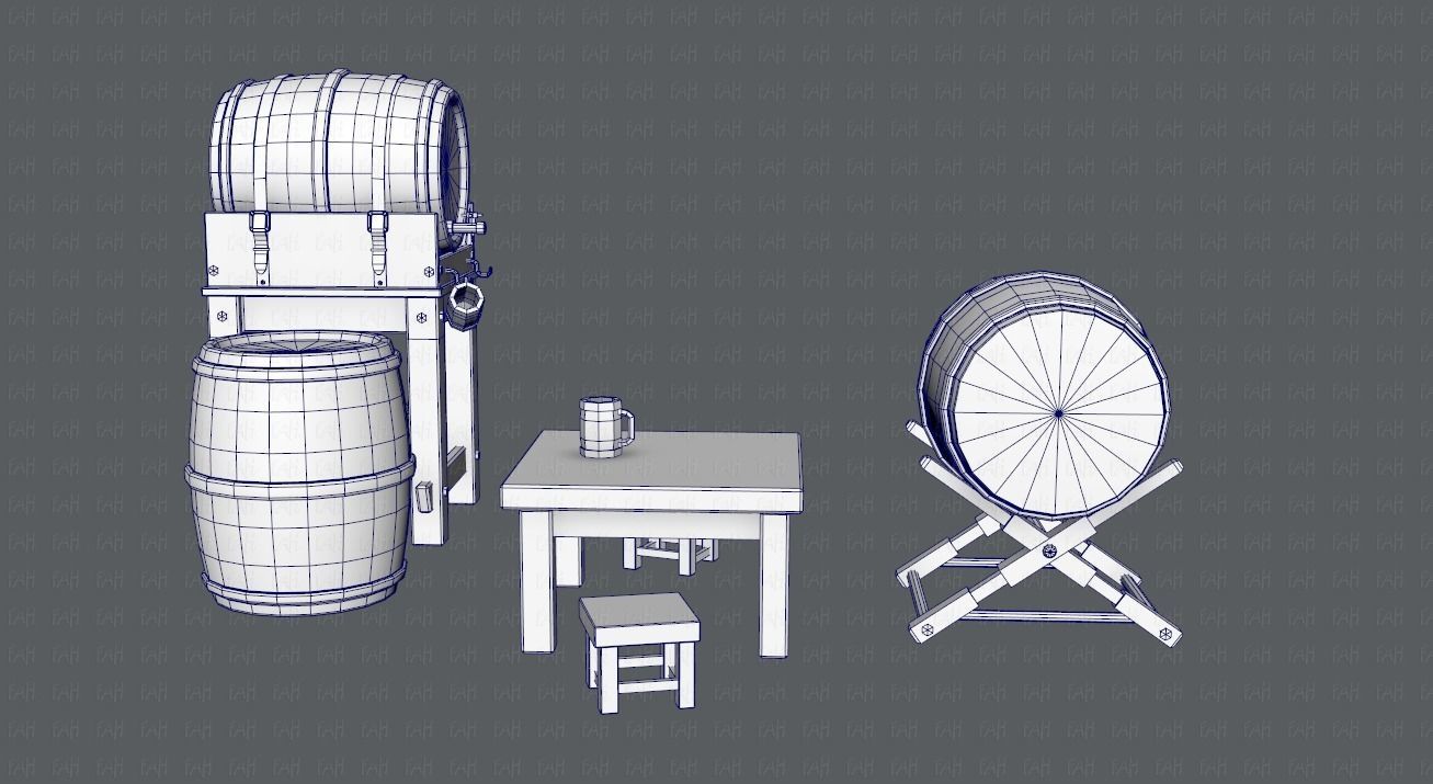 Barrel Lowpolygon V01 Low-poly 3D model_20