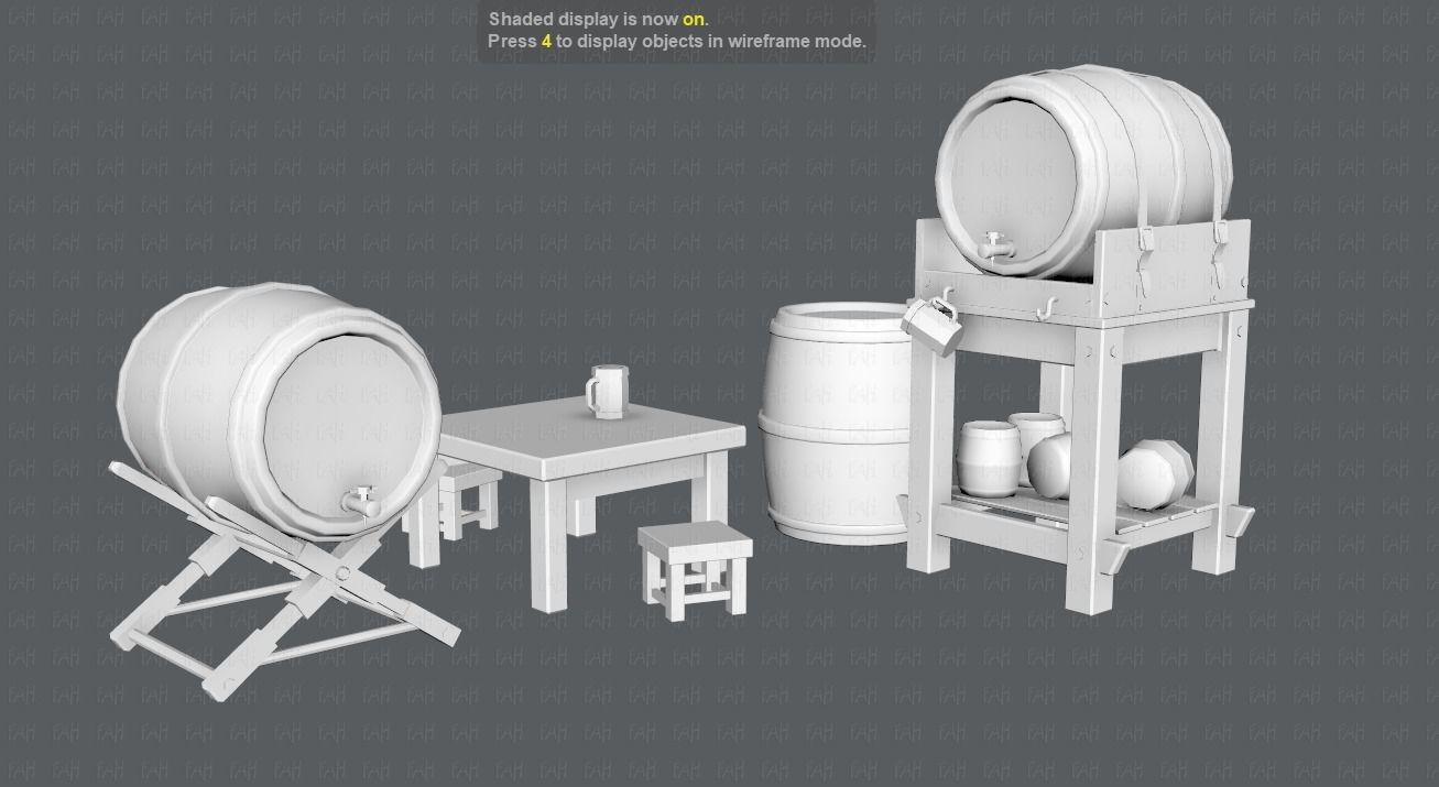 Barrel Lowpolygon V01 Low-poly 3D model_11