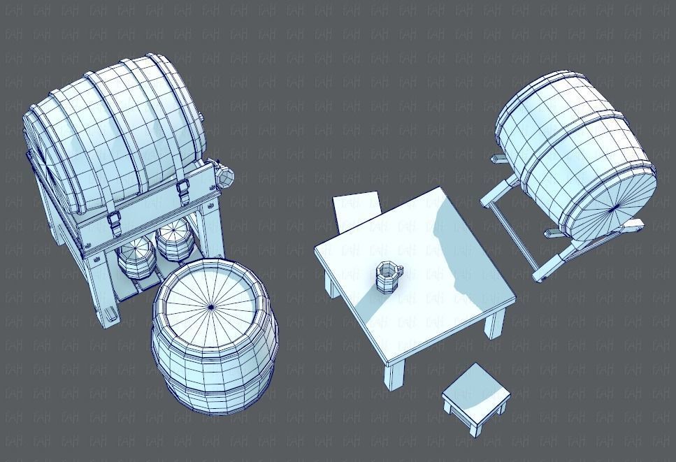 Barrel Lowpolygon V01 Low-poly 3D model_35