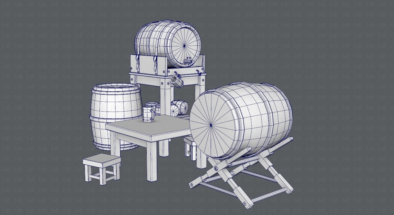 Barrel Lowpolygon V01 Low-poly 3D model_19