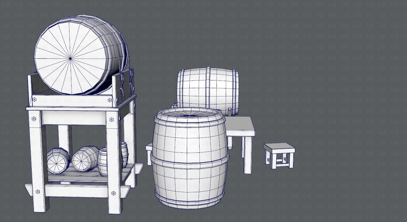Barrel Lowpolygon V01 Low-poly 3D model_21