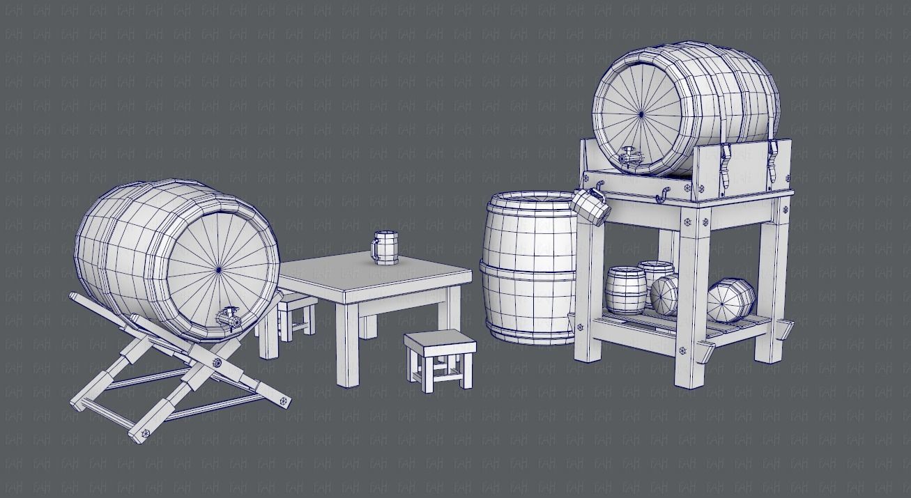 Barrel Lowpolygon V01 Low-poly 3D model_2