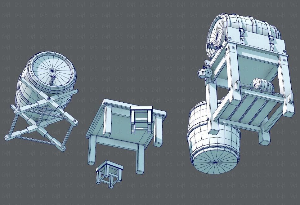 Barrel Lowpolygon V01 Low-poly 3D model_39