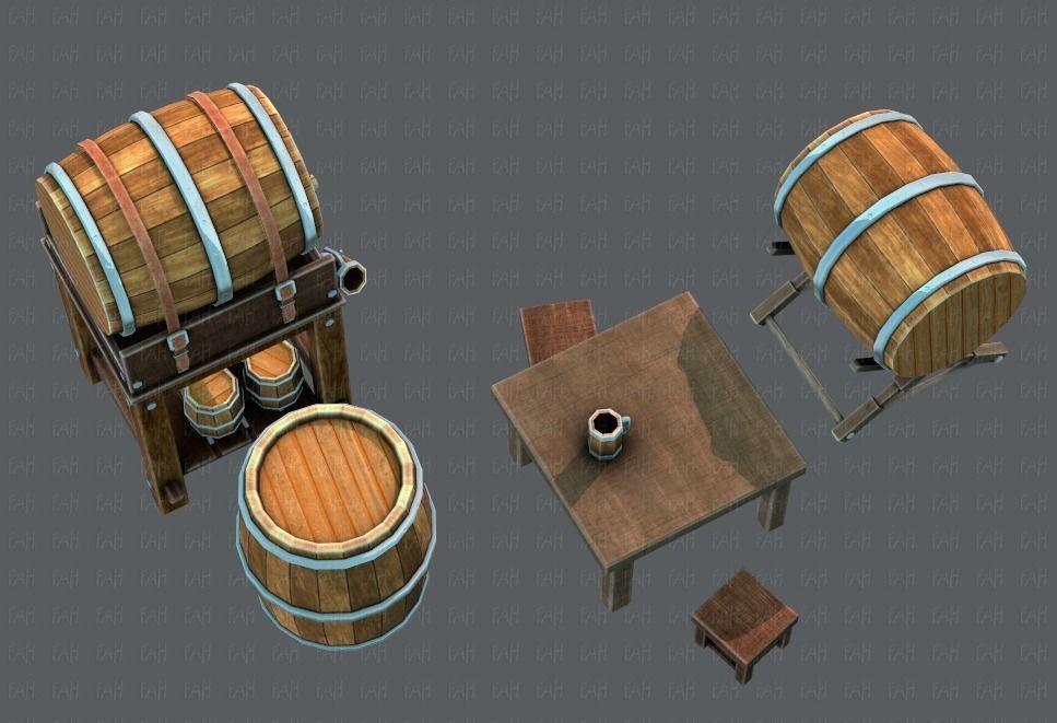 Barrel Lowpolygon V01 Low-poly 3D model_34