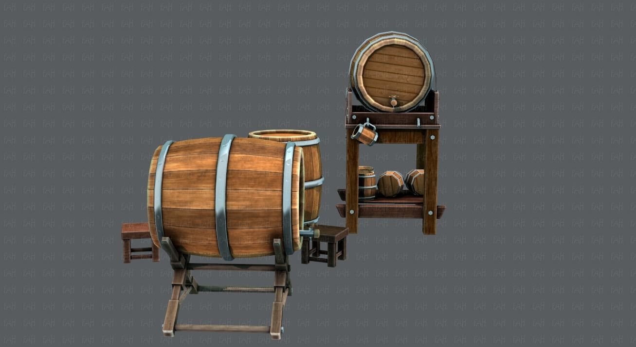 Barrel Lowpolygon V01 Low-poly 3D model_3