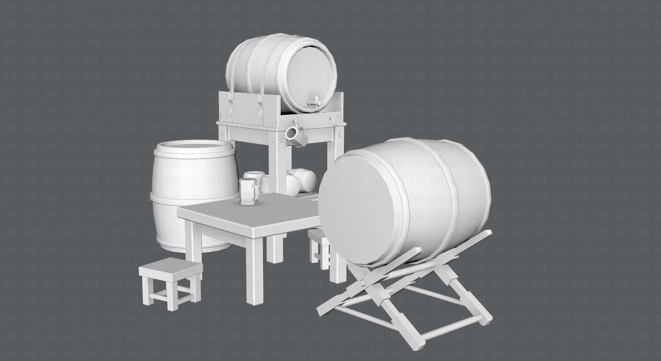 Barrel Lowpolygon V01 Low-poly 3D model_13