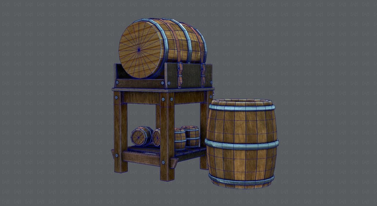 Barrel Lowpolygon V01 Low-poly 3D model_31