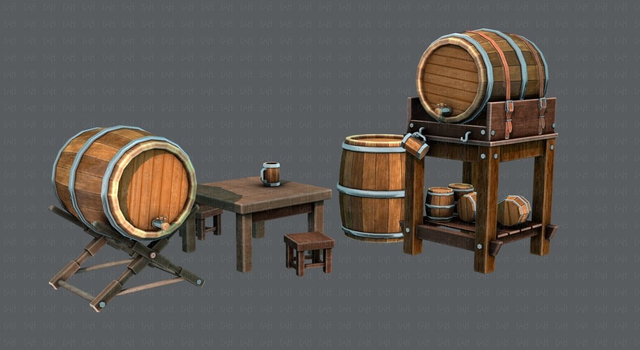Barrel Lowpolygon V01 Low-poly 3D model_1