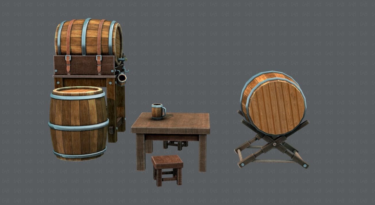 Barrel Lowpolygon V01 Low-poly 3D model_5
