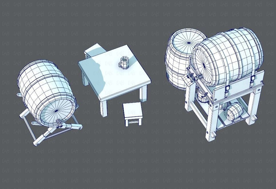 Barrel Lowpolygon V01 Low-poly 3D model_30