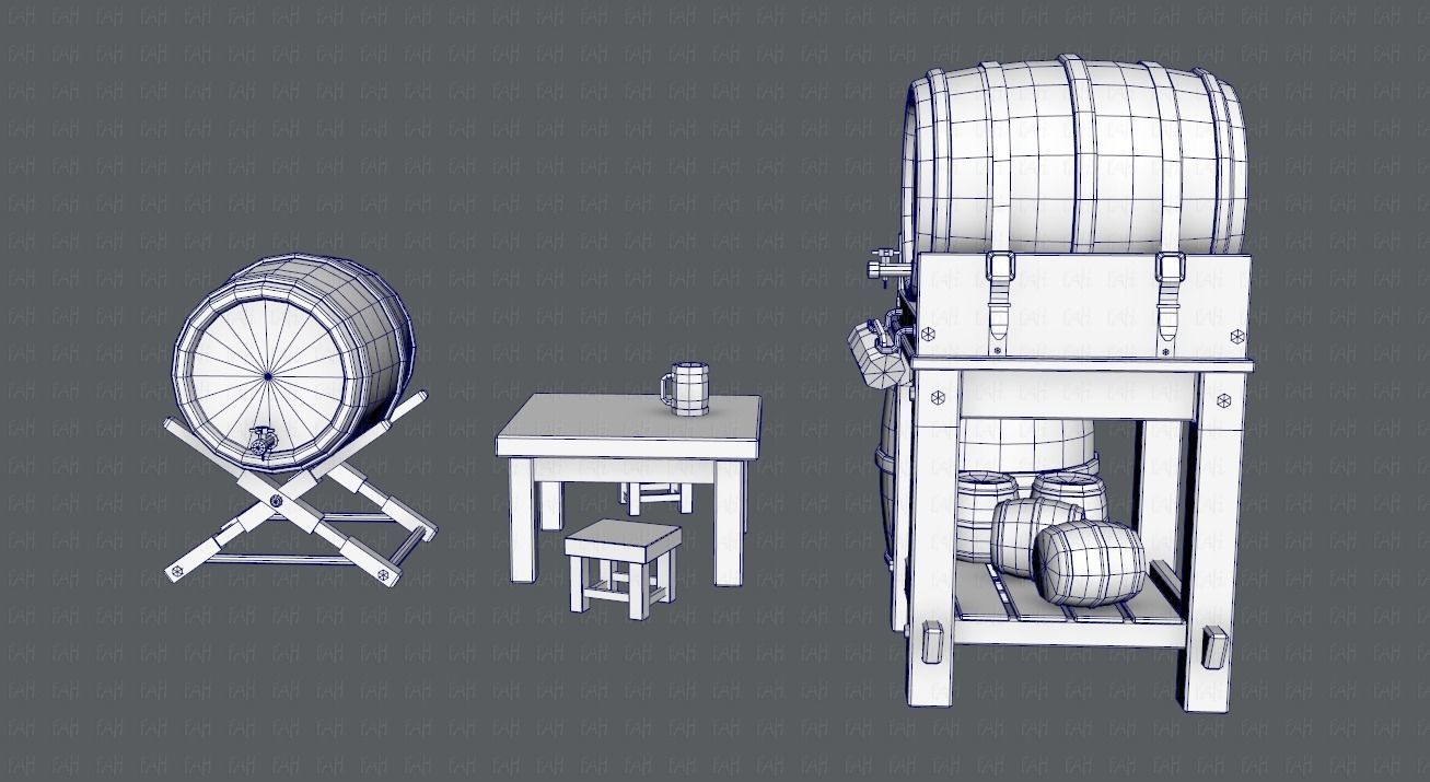 Barrel Lowpolygon V01 Low-poly 3D model_24