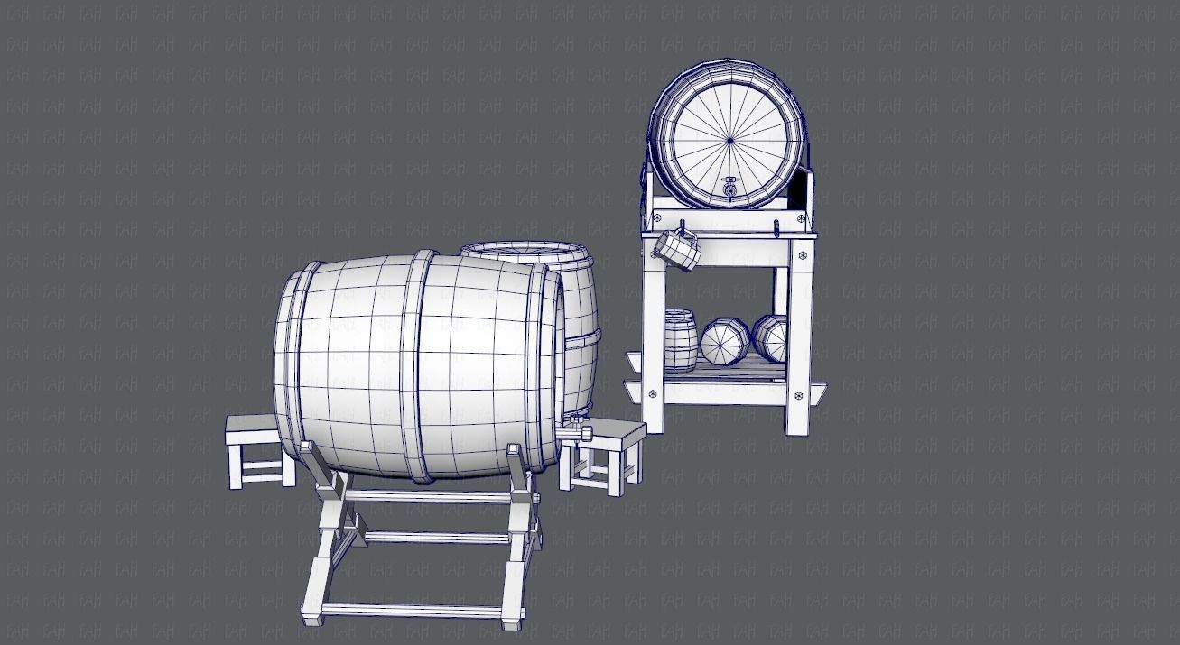 Barrel Lowpolygon V01 Low-poly 3D model_18