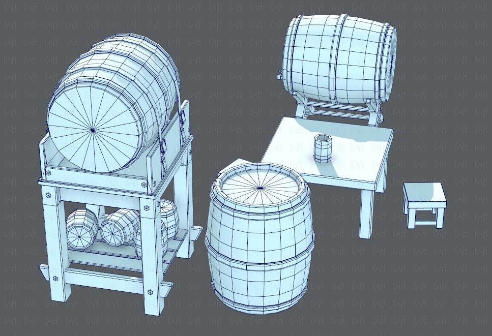Barrel Lowpolygon V01 Low-poly 3D model_37