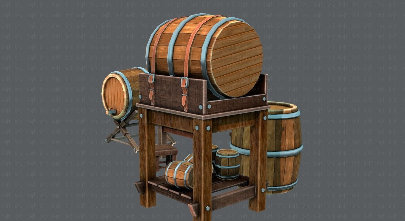 Barrel Lowpolygon V01 Low-poly 3D model_8