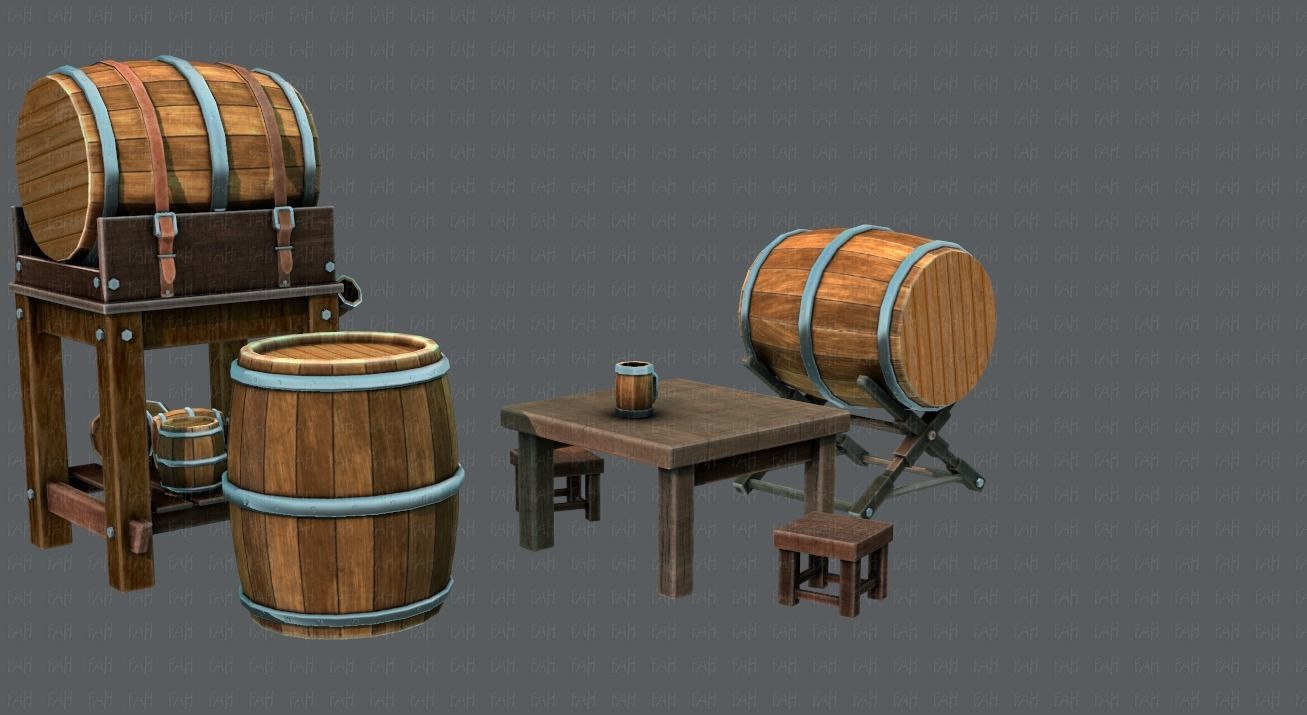 Barrel Lowpolygon V01 Low-poly 3D model_6