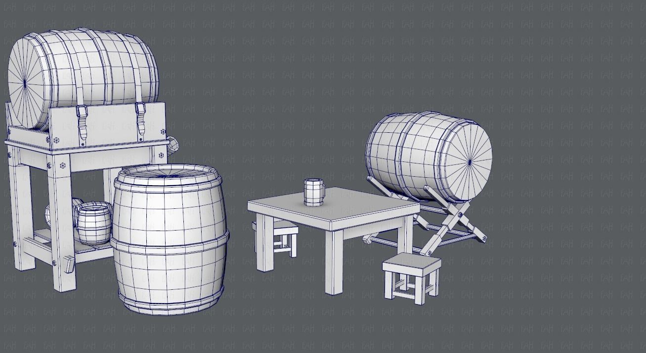Barrel Lowpolygon V01 Low-poly 3D model_22