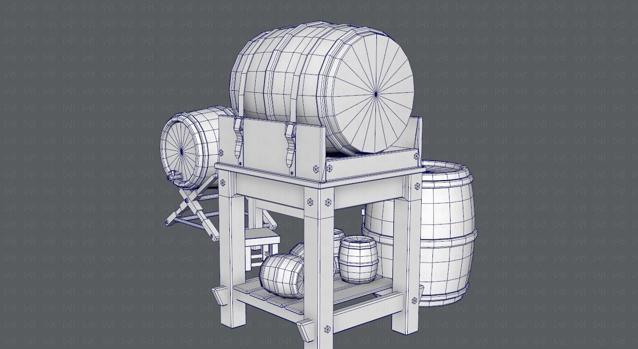 Barrel Lowpolygon V01 Low-poly 3D model_23