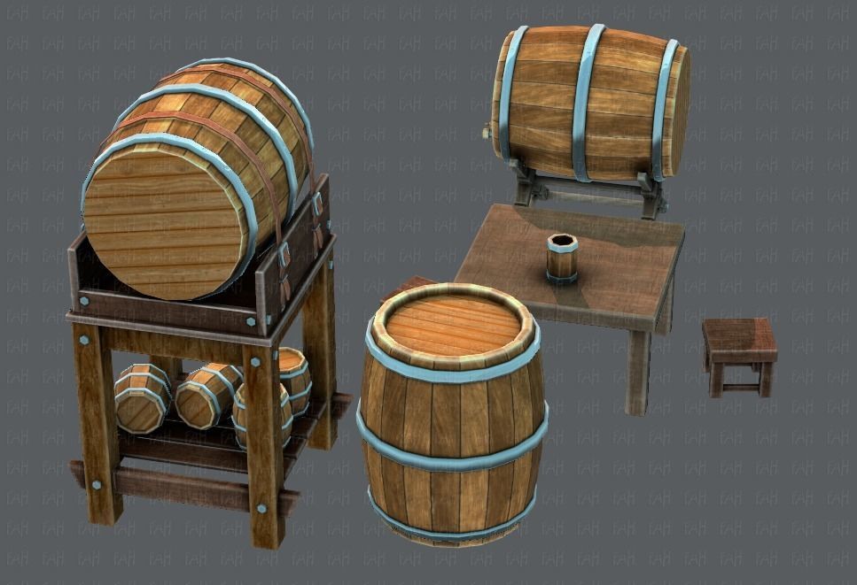 Barrel Lowpolygon V01 Low-poly 3D model_36