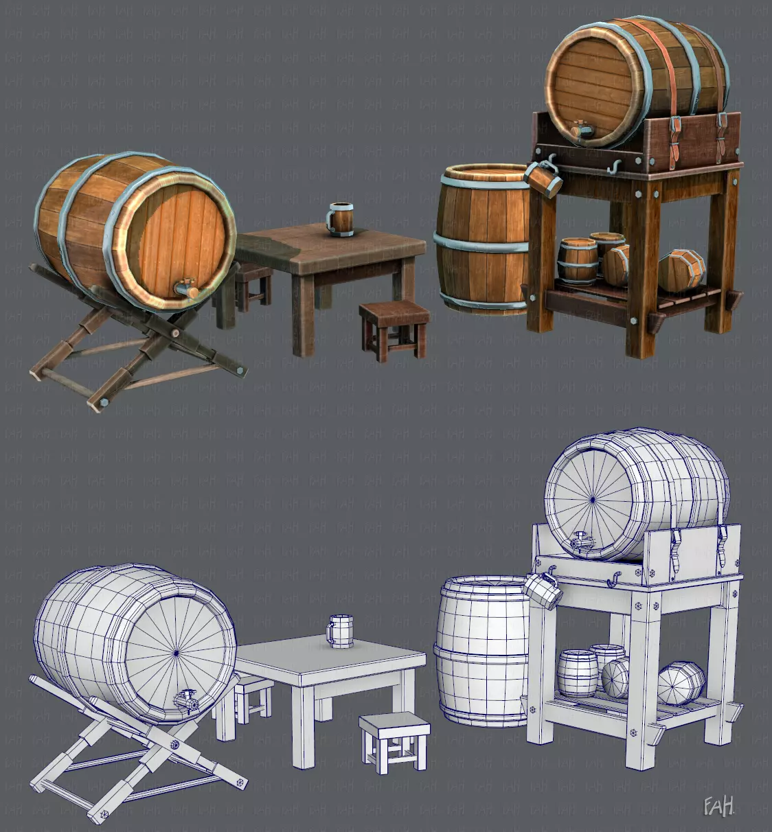 Barrel Lowpolygon V01 Low-poly 3D model_0