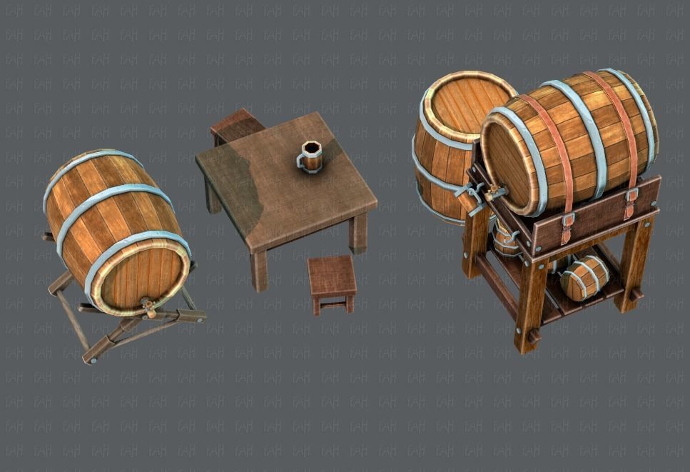 Barrel Lowpolygon V01 Low-poly 3D model_32