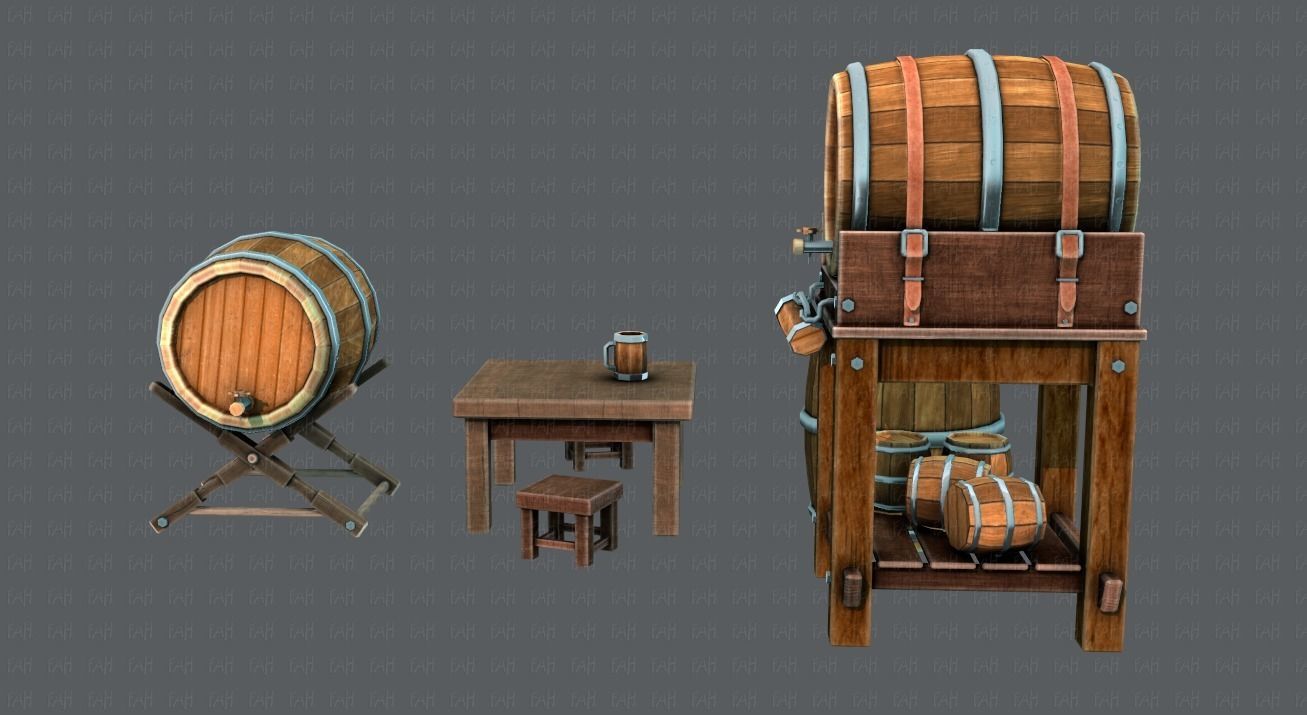 Barrel Lowpolygon V01 Low-poly 3D model_9