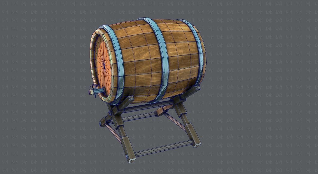 Barrel Lowpolygon V01 Low-poly 3D model_27