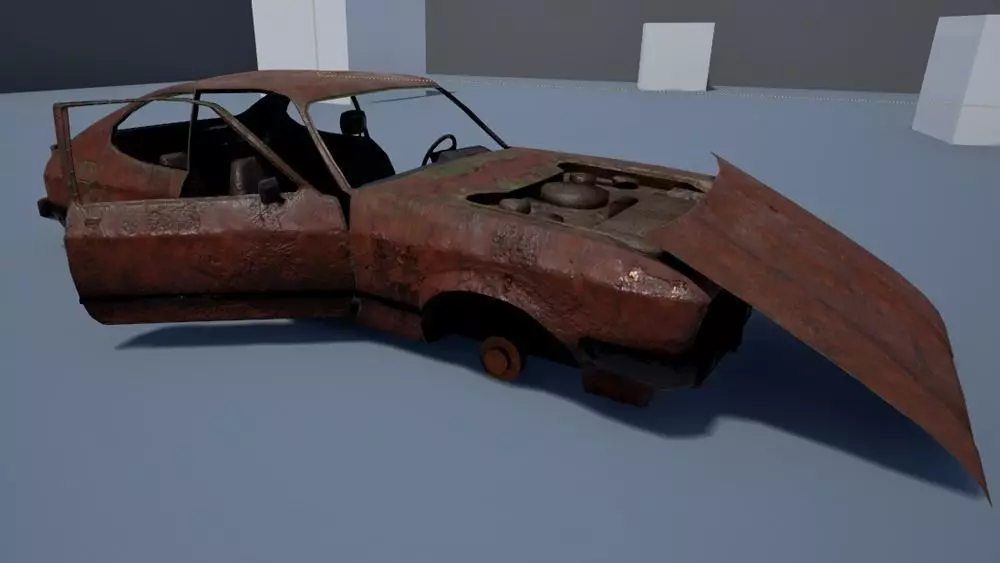 Rusty coupe low poly Low-poly 3D model_0