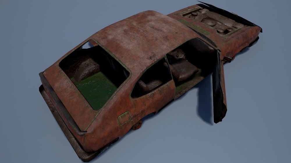 Rusty coupe low poly Low-poly 3D model_3