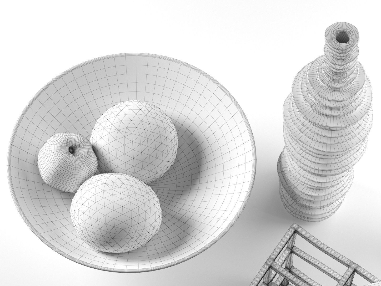 Decorative Objects with Oranges and Leaf 3D model_4