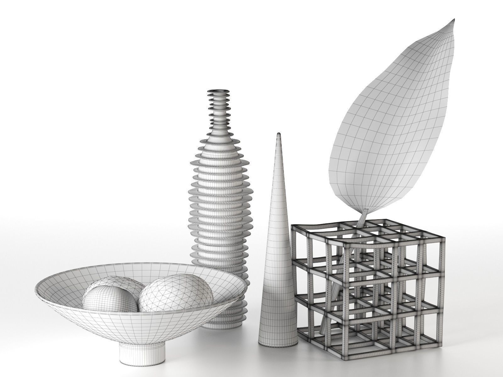 Decorative Objects with Oranges and Leaf 3D model_3