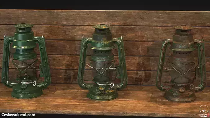 Oil Lantern - 3 texture variations  Low-poly 3D model