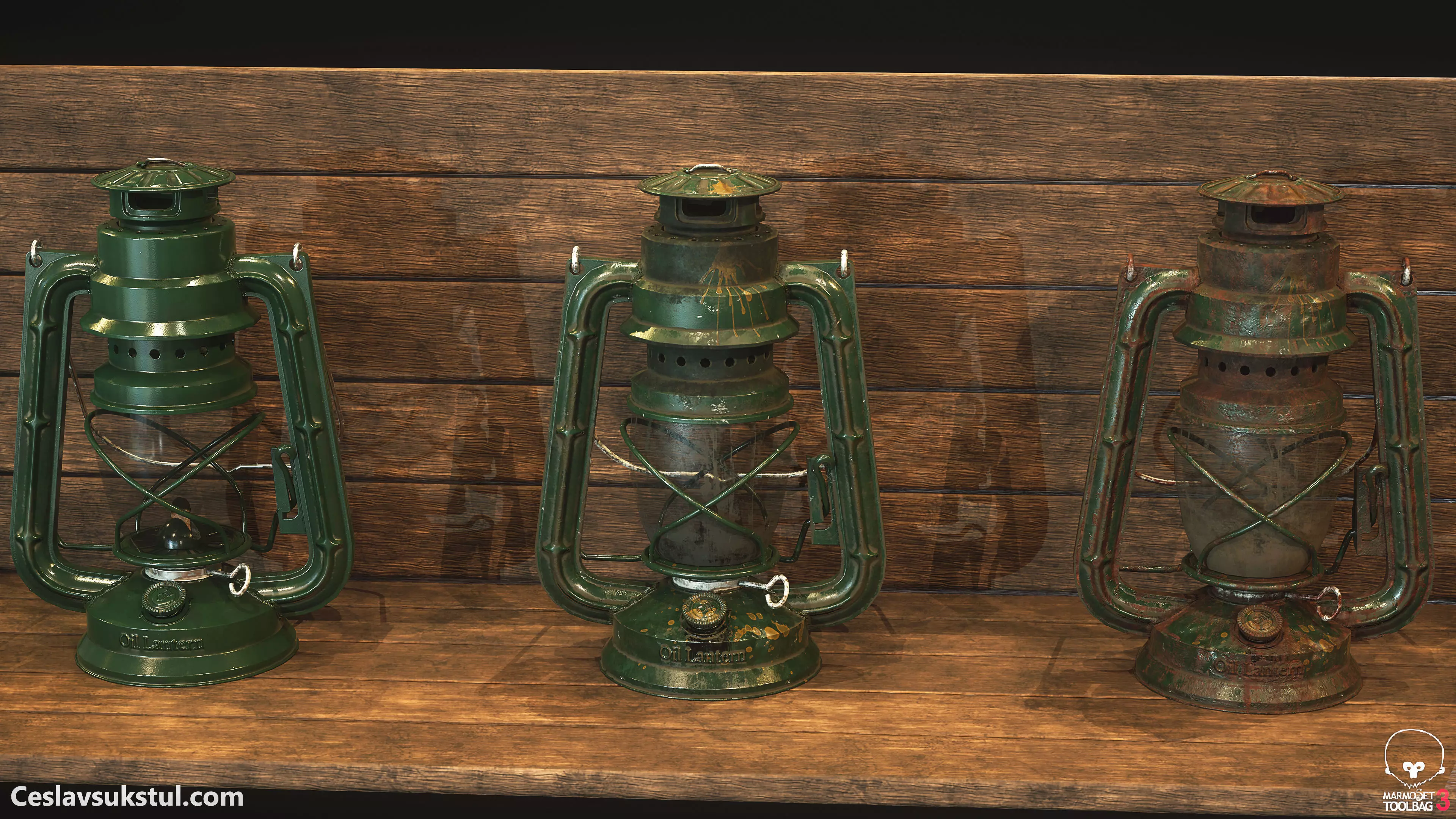 Oil Lantern - 3 texture variations Low-poly 3D model