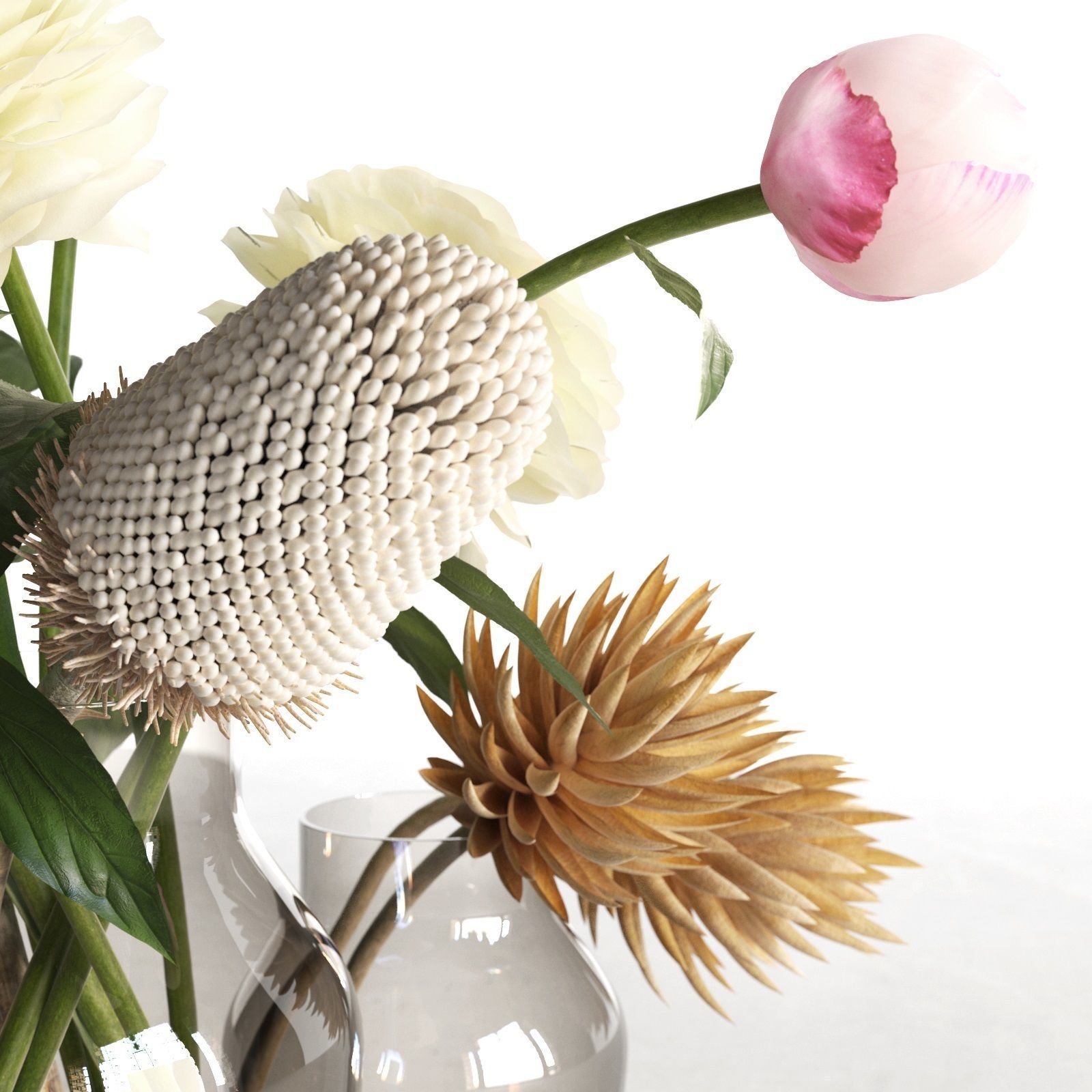 Glass Vases With Flowers 2 3D model_2