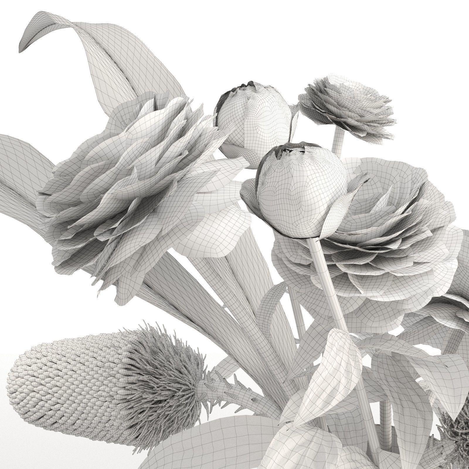 Glass Vases With Flowers 2 3D model_4