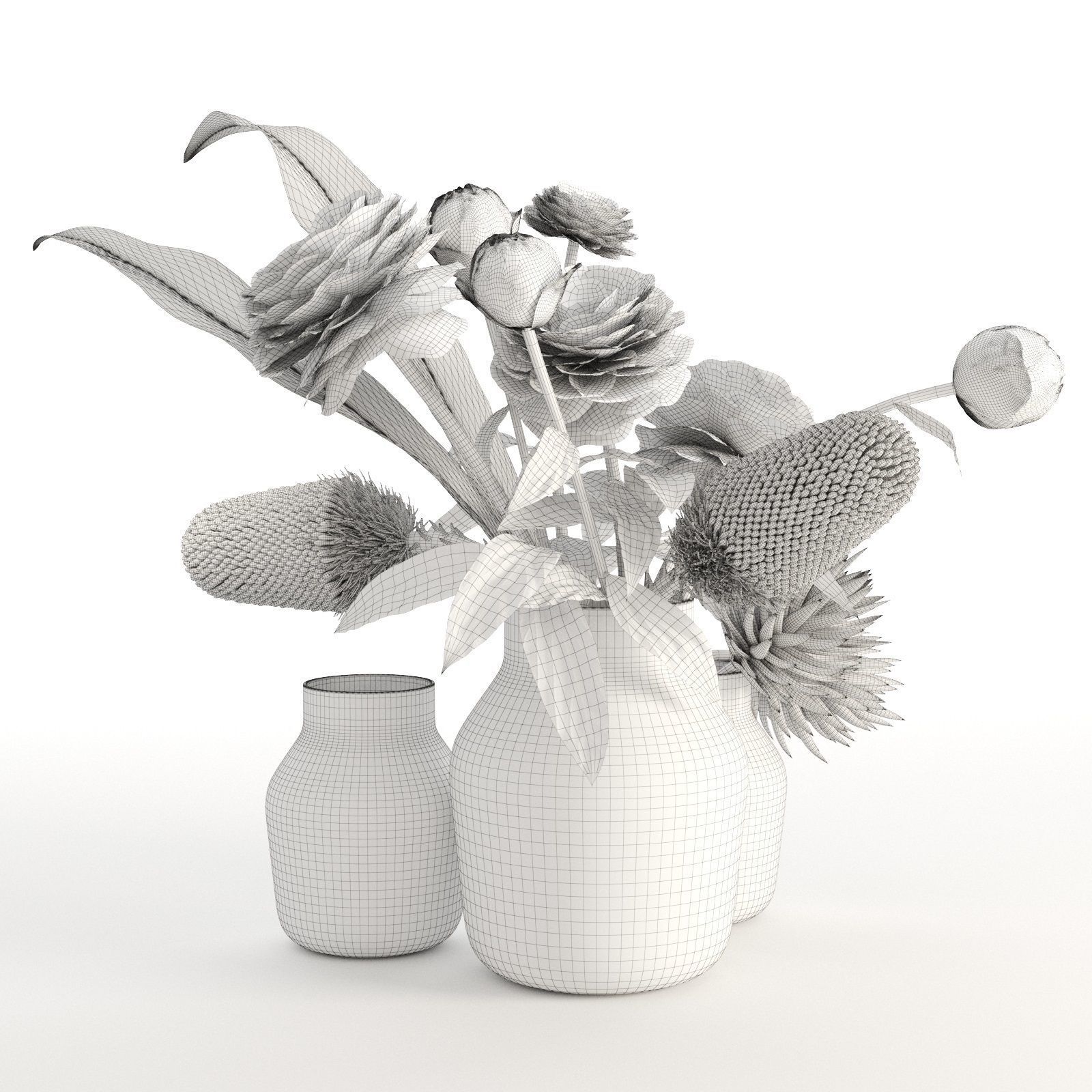 Glass Vases With Flowers 2 3D model_3