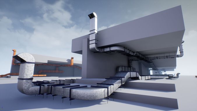 Ventilation Duct PACK UE4 Low-poly 3D model
