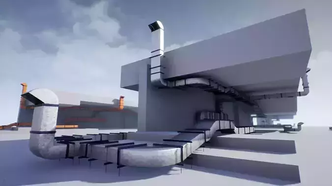 Ventilation Duct PACK UE4 Low-poly 3D model